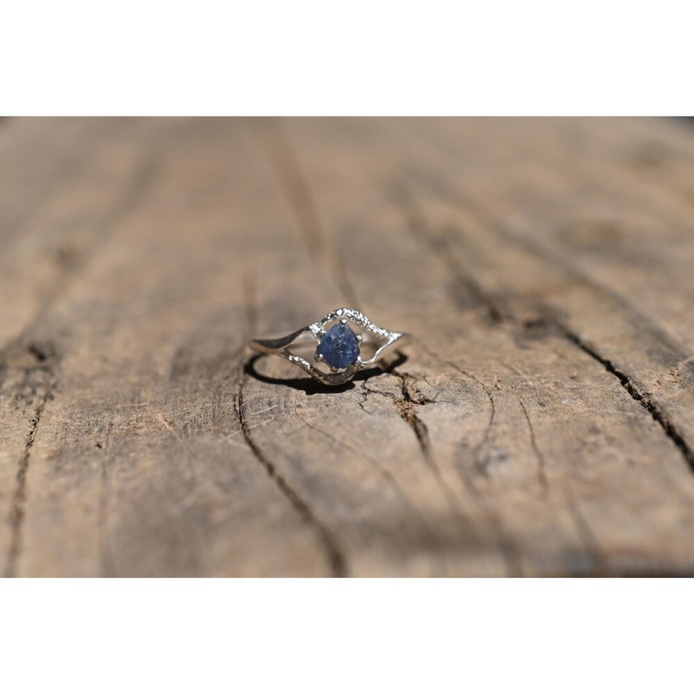 Engagement ring Sapphire  sterling silver size 7 American made
